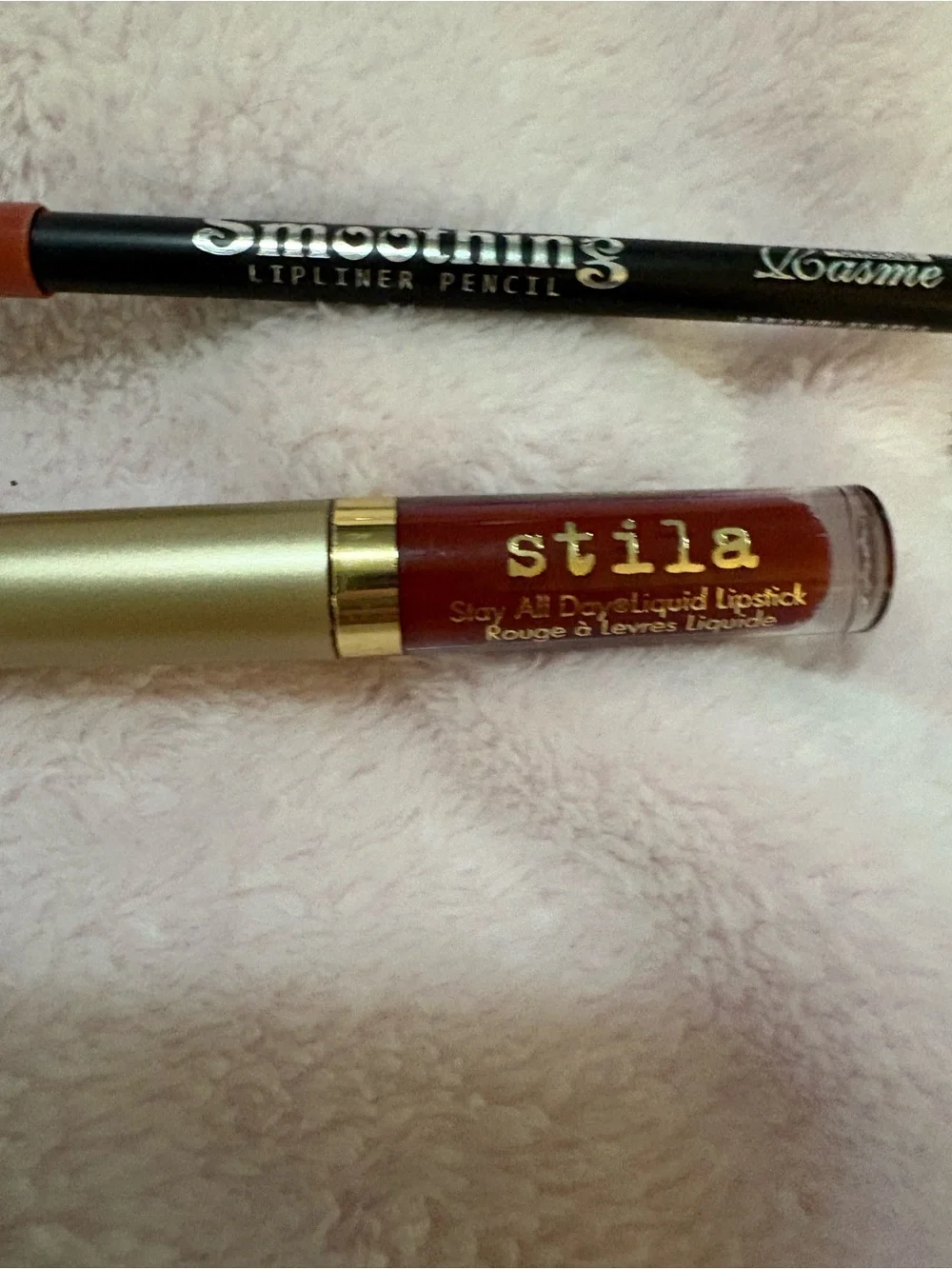 Stila Lip Glaze and Matching Lip Liner in Brick Red NEW
